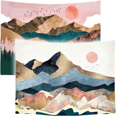 Ulticool Wandkleed Set van 2 – Natuur Bos Bohemian Aesthetic Hippie – Met Bevestigingspinnen - voor Binnen - Wandtapijt Wanddecoratie Schilderijen Posters Fotobehang Wanddoek - Complete Slaapkamer Voor Volwassen - Idee Tiener Meisje