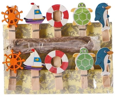 Dailygoods- Houten Knijpers 10 Stuks - Mini Wasknijpers - Fotoklemmen - Paperclips - Berichtklemmen - Decoratieklemmen