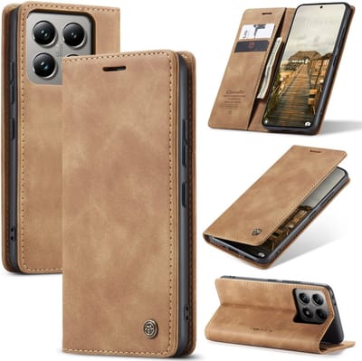 CaseMe Hoesje - Geschikt voor Xiaomi 14T Pro Hoesje - CaseMe 013 Book Case - Bruin