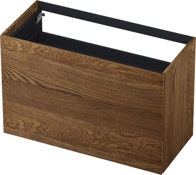 INK wastafelonderkast 2 laden greeploos push to open echt hout 120x45x65cm, massief eiken chocolate