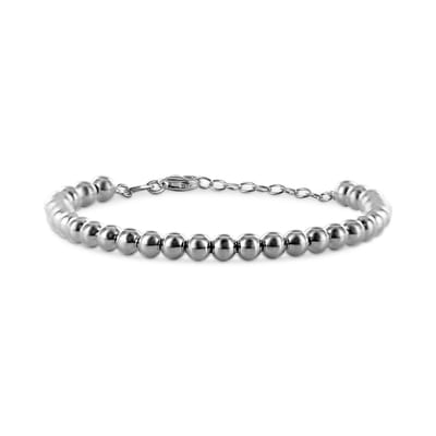 New Bling 9SIL-23244 Zilveren Armband Bolletjes 5mm - 16+3cm - Karabijnsluiting - Rhodium - Zilver
