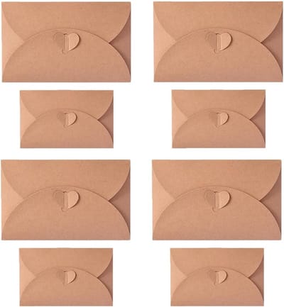 Kleine kraftpapier enveloppen met hartsluiting, 200 stuks, ideaal voor uitnodigingen, bedankkaarten en wenskaarten