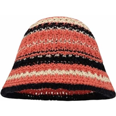 Chapeau de pêcheur ajouré en tricot rayé Protection UV Respirant Chapeau seau au crochet Large bord Multicolore Chapeau de soleil fin Voyage brown