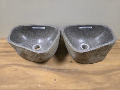 2 waskommen uit 1 steen - 34x27x15cm - FL23185