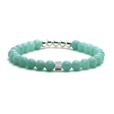 Heaven Eleven - Dames - armband - fijn - 925 - zilver - amazoniet - 6mm
