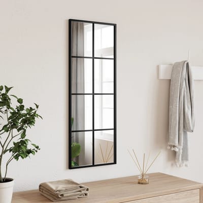 vidaXL - Wandspiegel - rechthoekig - 30x80 - cm - ijzer - zwart