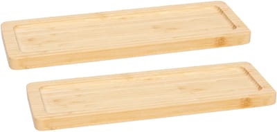 5Five Serveerplankje voor hapjes/fingerfood - 2x - 30 x 11 cm - bamboe hout - borrelplank - tapasplank