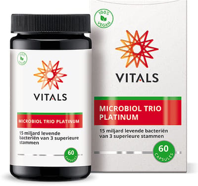 Vitals Microbiol Trio Platinum - 60 capsules - Biotica. 15 miljard levende bacteriën van 3 superieure stammen per capsule.