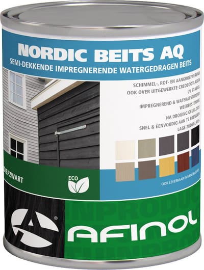 Afinol Nordic Beits AQ Blank 750 ml - Impregnerend - Buiten Beits - Tuin Beits - Scandinavische look - in 11 Populaire Kleuren