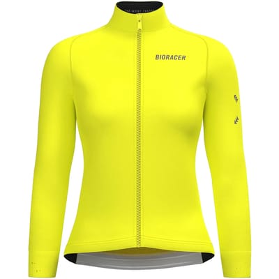 BIORACER Tempest Protect Pixel - Wielerjas Winter/Tussenseizoen Dames - Fluo Geel - Winddicht & Thermisch - Maat XS