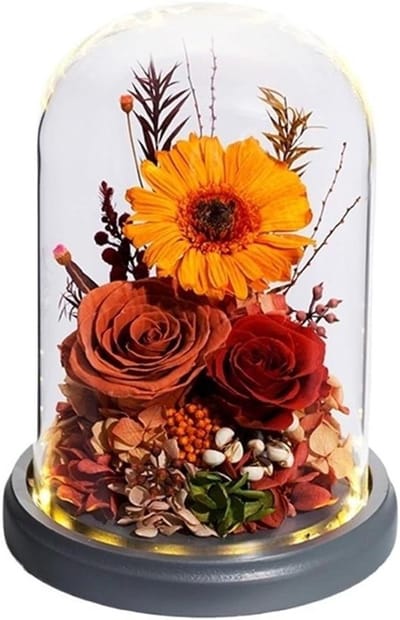 Birthday Gift Qixi Valentine's Day Immortal Flower Dry Bouquet Gift Box for Wife and Girlfriend (D15 * 20cm)
