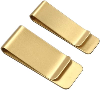 Slimme Geldclip van Messing - Dunne Creditcardhouder voor Mannen en Vrouwen - Lichtgewicht Portemonnee voor Cash en Kaarten - Set van 2, Goud, L: 52mm*20mm
