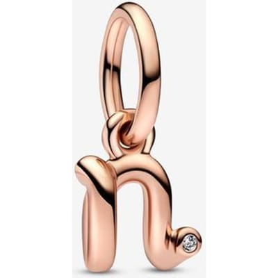 Nieuwe 925 Sterling Zilver Rose Goud Serie Letter Kralen Hanger Past Originele Pandora Armband Diy Exquise Sieraden Cadeau beige
