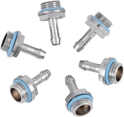 Virtubuy - PC Water Cooling - 6pcs Two-Touch Fitting - Compact en Flexibel - G1/4 Thread Barb Fitting - Verbinding voor Waterkoeling - Geschikt voor...