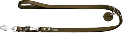 Hunter Verstelbare Looplijn Leder Olijfgroen - Hondenriem - 200x1.3 cm