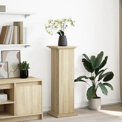 Decoratieve Zuil - Opbergstandaard Bloemen - Planten Presentatie - Drie Opbergvakken - 31x30x90 cm - Sonoma Eiken