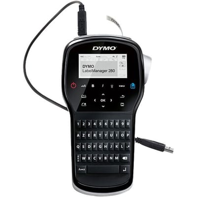DYMO LabelManager 280-labelmaker | Oplaadbare, draagbare labelprinter met AZERTY-toetsenbord | Inclusief zwart-wit D1-labeltape (12 mm) | Voor thuis en op kantoor