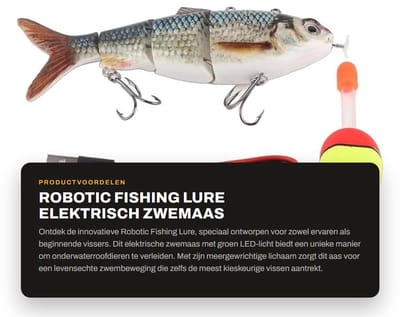 Dailygoods - Robotic Fishing Lure - Elektrisch Zwemaas - Oplaadbaar en Recyclebaar - Groen LED-licht - Onderwaterroofdieren - Unisex Volwassenen - 20,...