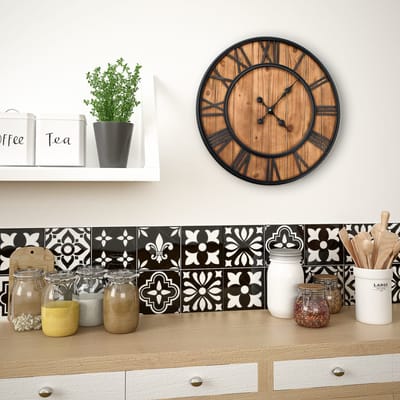 vidaXL - Wandklok - vintage-stijl - quartz-mechanisme - XXL - 60 - cm - hout - metaal