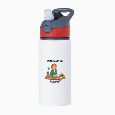 Hacebo® - Later word ik journalist waterfles met rietje rood - Journalisten - Journalist - interviewer - interviewen - Analist - commentator - schrijver - analyses - sportanalist - verslagleggen - verslaggeve - water fles - 650ML
