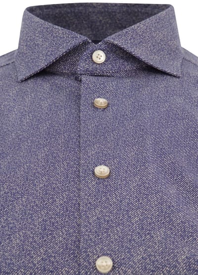 Overhemd Olymp blauw geprint wide spread boord
