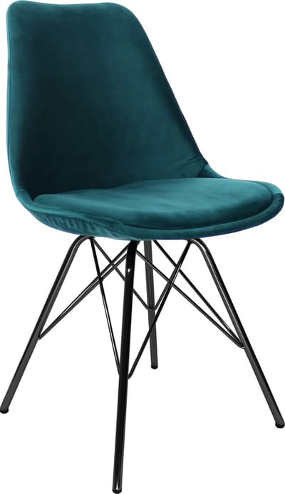 KICK® VELVET Kuipstoel Blauw – Eetkamerstoel – Velvet – Zwart Frame