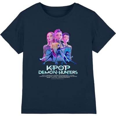 K-Pop Demon Hunters Kinderen Huntrix Huntr/X Poster T-Shirt (Navy)