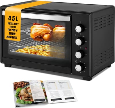 QORA® Heteluchtoven - Oven - Airfryer Oven - 45 Liter - 2000 Watt - Zwart - 41cm x 56cm x 35cm