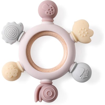 1 anneau de dentition en silicone de qualité alimentaire pour bébé de 0 à 12 ans, jouets sensoriels pour tout-petits, jouets apaisants en silicone pour animaux, accessoires