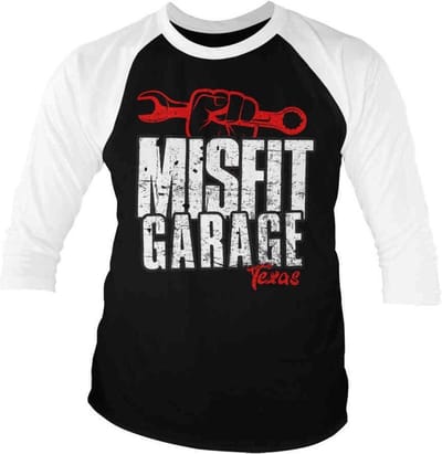 Misfit Garage Raglan top -S- Wrench Power Zwart/Wit