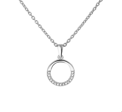 Opengewerkte Cirkel Hanger met Rij Zirkonia’s en Schakelketting