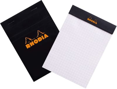 Rhodia Notitieblok - N13 - A6 - Geruit - 5x5 mm - 80g - Zwart - 80 vel