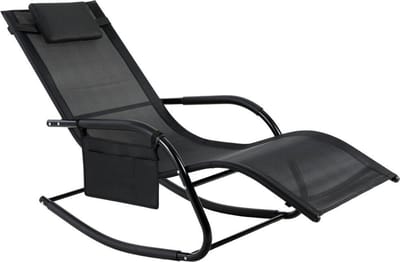Happyment Ligstoel deluxe - Zonnebed - Strandstoel - Ligbed tuin - Zwart - Tuinstoelen