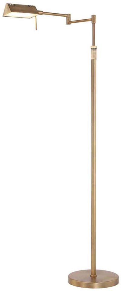 Bronskleurige vloerlamp Karl 5895BR van Mexlite, dimbaar, hoogte verstelbaar van 114-145 cm, gemaakt van glas en metaal, ideaal voor binnengebruik