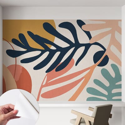 Coloray Zelfklevend Behang - Bladpatronen Zelfklevend fotobehang - 152x104 cm - Marine Zelfklevend Behang - Voor de woonkamer, slaapkamer en kantoor - Plakklare achterzijde - Stickerbehang op rol