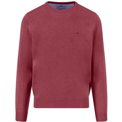Fynch-Hatton Trui O-Neck Superfine Cotton Uni Color Berry / male