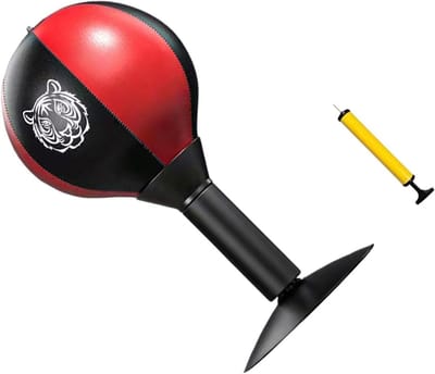 Bokstrainer Bal - Boksbal Bureau - Hand-Oog Coördinatie - Zuignap Bevestiging - 40 cm Hoog - Zwart