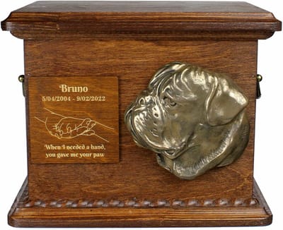 Persoonlijke urn voor Bullmastiff-hondenas met gravure en reliëf