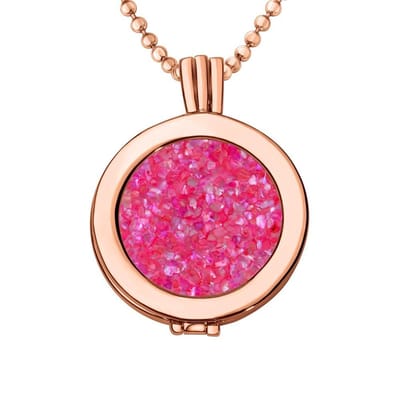Quiges - Munthouder met Ketting en Munt 25mm Schelp Vlokjes Roze - Rose Goudkleurig - EPRHZ312
