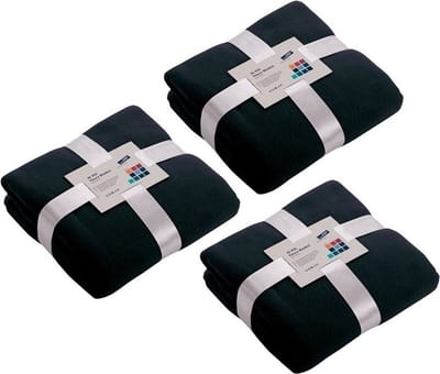 3x Fleece dekens/plaids marineblauw 130 x 170 cm - Woondeken - Fleecedekens