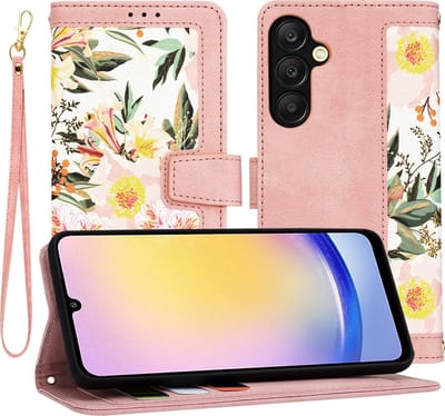 Hoesje geschikt voor Samsung Galaxy A25 - Techsuit FlipCraft Book Wallet Case met koord - Sweetheart Pink