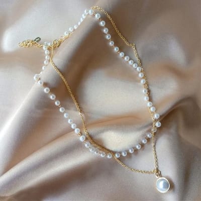 Collier ras du cou en perles Kpop tendance pour femme, joli pendentif à double chaîne, bijoux, cadeau pour fille gray