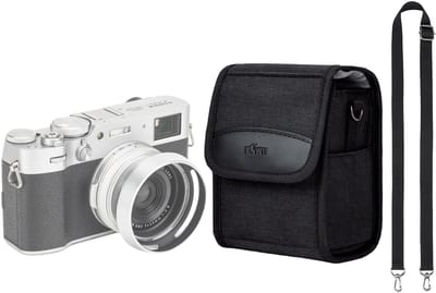 Dailygoods - Compacte digitale cameratas - Camera Pouch - Handig voor onderweg - Zwart/Groot - Geschikt voor spiegelloze camera's - Inclusief nekzakje