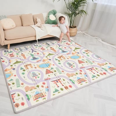 XXL Baby Speelmat 150x180x1 cm – Opvouwbare Foam Speelkleed voor Baby – Dubbelzijdige Kruipmat met Tummy Time – Zachte Vloermat voor Baby Gym & Speeltijd