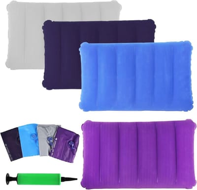 Opblaasbaar Kussen - Lucht Kussen - Reizen en Kamperen - Compact Opvouwbaar - 47 x 30 cm - Vier Kleuren