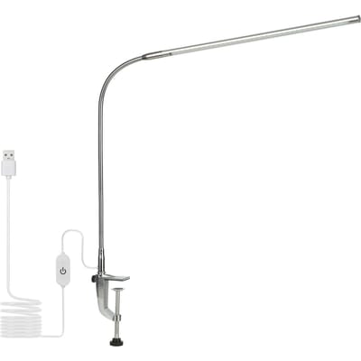 Lampe de bureau à clipser USB, éclairage blanc, commande tactile, LED à intensité variable, lampe de lecture, éclairage Flexible argenté