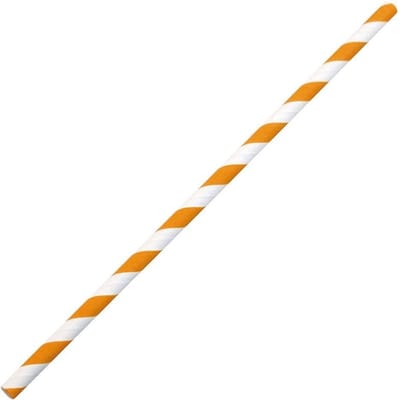 Papieren rietjes 100% biologisch afbreekbaar wegwerp oranje/wit gestreept 100 stuks - plastic vrij!