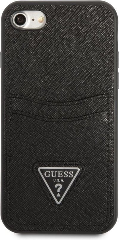 GUESS GUHCI8PSATPK iPhone 7/8 SE 2020 / SE 2022 hardcase black/black hardcase Saffiano Triangle Logo Cardslot