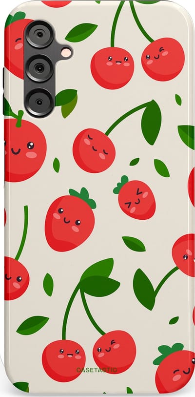 Casetastic Hoesje Geschikt voor Samsung A14 (5G/4G) - Stijlvolle Beschermende Duo-layer Case - Knappe Kers