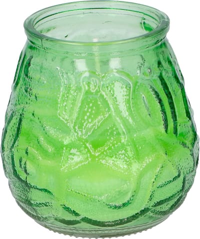 1x Citronella lowboy tuin kaars in groen glas - 10 cm - 15 branduren